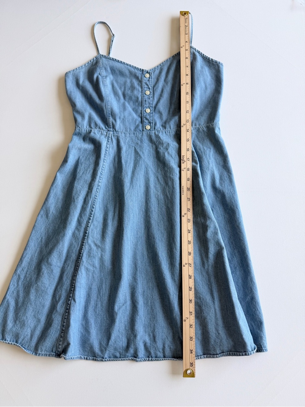 GAP Chambray Fit & Flare Mini Dress Blue Button Front Size 6 - Picture 10 of 12